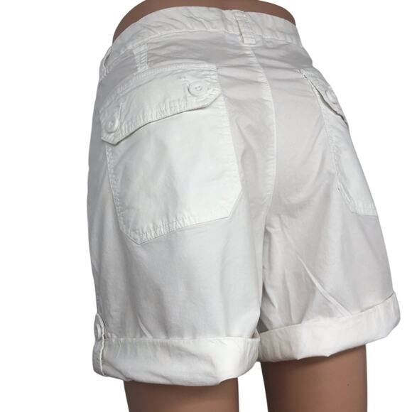 Liz Claiborne Summer White Cuffed Hem Shorts Side and Back Pockets Mid Rise - Picture 14 of 16